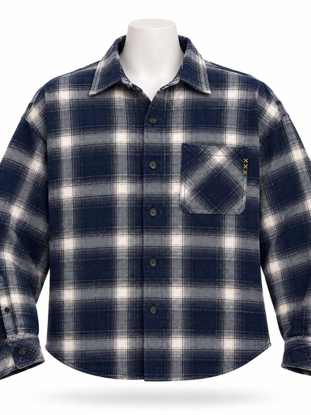 Scotch & Soda Women's Flannel Navy and Cream Button Shirt Size S